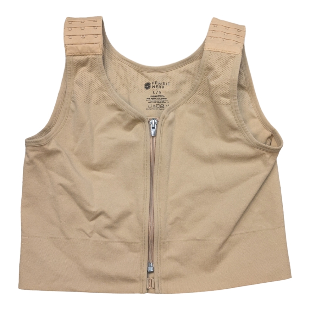 Women's Front-Zip Compression Bra Vest in Beige